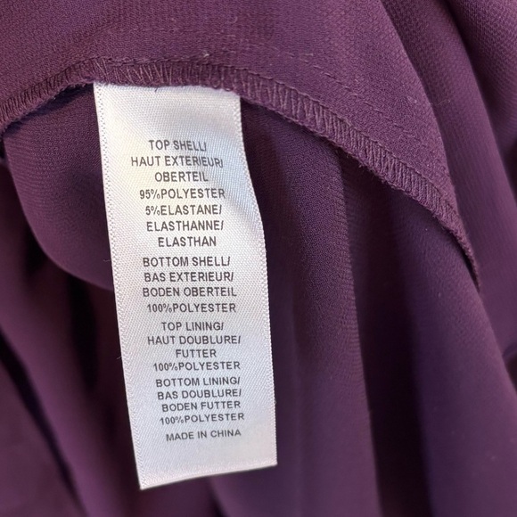 Adrianna Papell Midi long Sleeve Formal Dress Pleated Sheath Plum Purple Size 6 - Picture 8 of 9